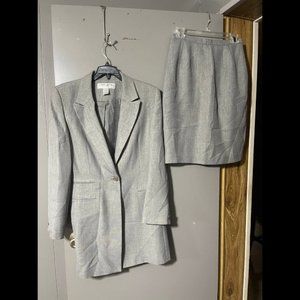 Larry Levine Skirt & Long Sleeve Jacket Suit Set 2 Gray Sz 8 #356